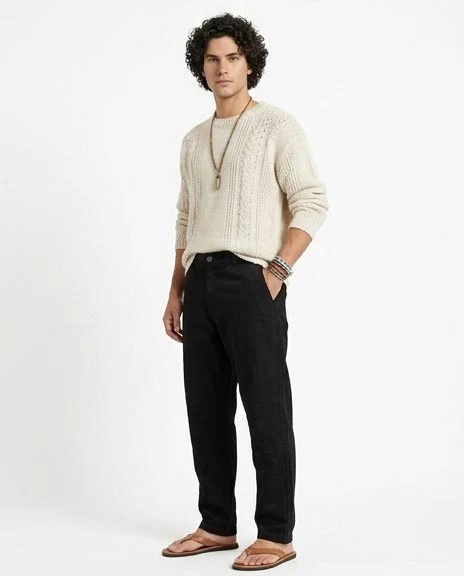 Ravin Men’s Relaxed Utility Cargo Trousers with Articulated Knee Detail – Black - R209804 - Image 4