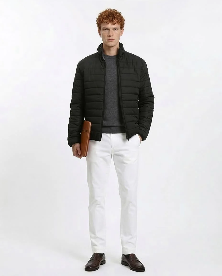 Ravin Men’s Reversible Full-Zip Padded Jacket – Smooth & Quilted Dual-Texture- Black & Dark Grey - R210815 - Image 3
