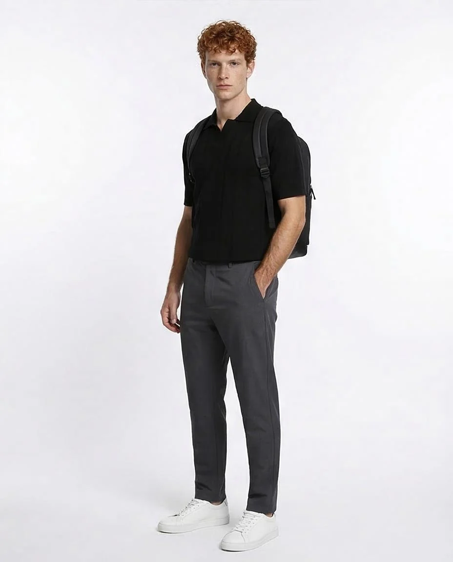 Ravin Men's Ribbed Knit Johnny Collar Polo - Black - R213021 - Image 5