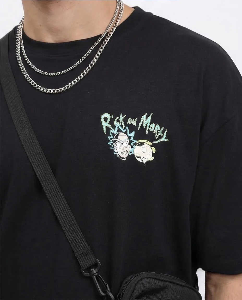 Ravin Men's Rick and Morty Summer Surf Club Oversized Black T-Shirt - 100% Cotton - Black - R209401 - Image 3