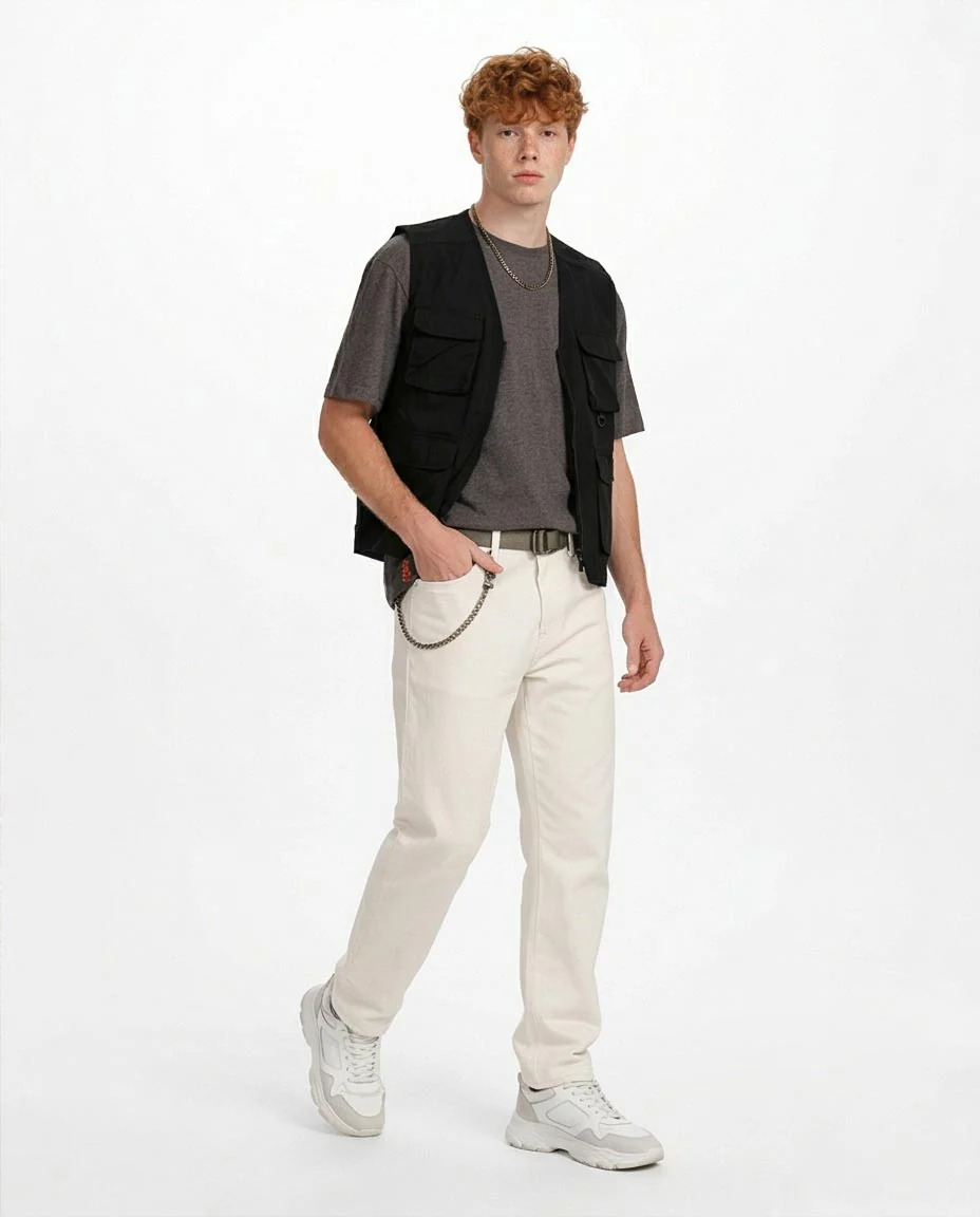 Ravin | Men’s Samurai Cat Graphic Oversized T-Shirt – Charcoal Marl – Charcoal Grey - R204518 - Image 4