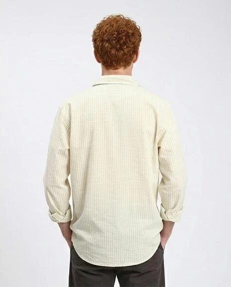 Ravin | Men's Sand Stripe Seersucker Vacation Shirt - Beige & Mint - R211680 - Image 2