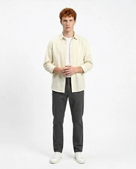 Ravin | Men's Sand Stripe Seersucker Vacation Shirt - Beige & Mint - R211680 - Image 3