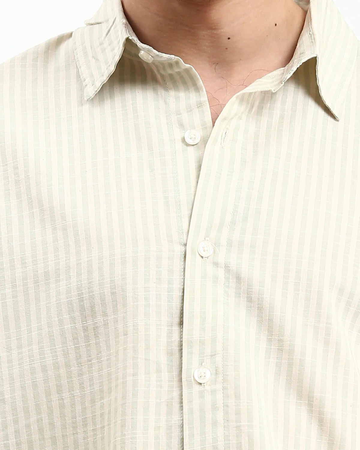 Ravin | Men's Sand Stripe Seersucker Vacation Shirt - Beige & Mint - R211680 - Image 4