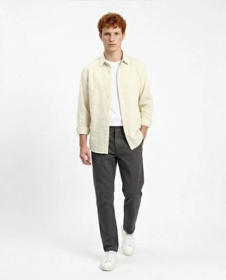 Ravin | Men's Sand Stripe Seersucker Vacation Shirt - Beige & Mint - R211680 - Image 5