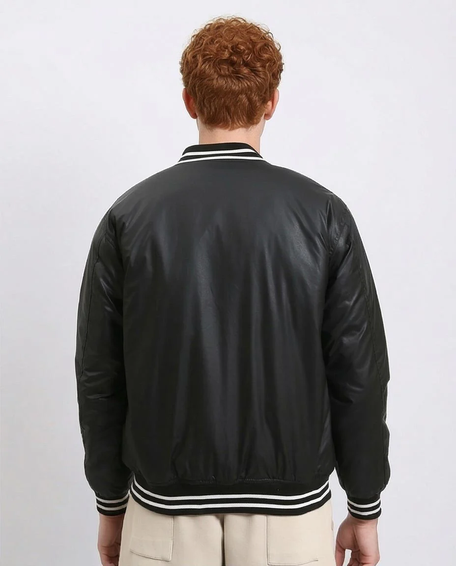 Ravin Men's Satin-Finish Heritage Varsity Jacket – Black - R213113 - Image 3