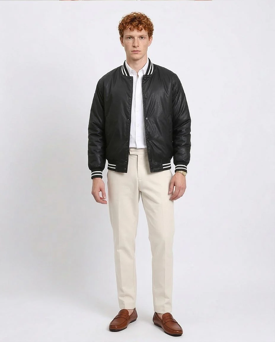 Ravin Men's Satin-Finish Heritage Varsity Jacket – Black - R213113 - Image 4