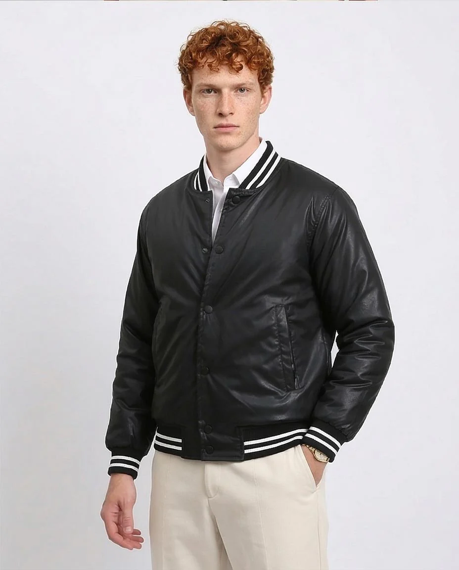 Ravin Men's Satin-Finish Heritage Varsity Jacket – Black - R213113 - Image 5