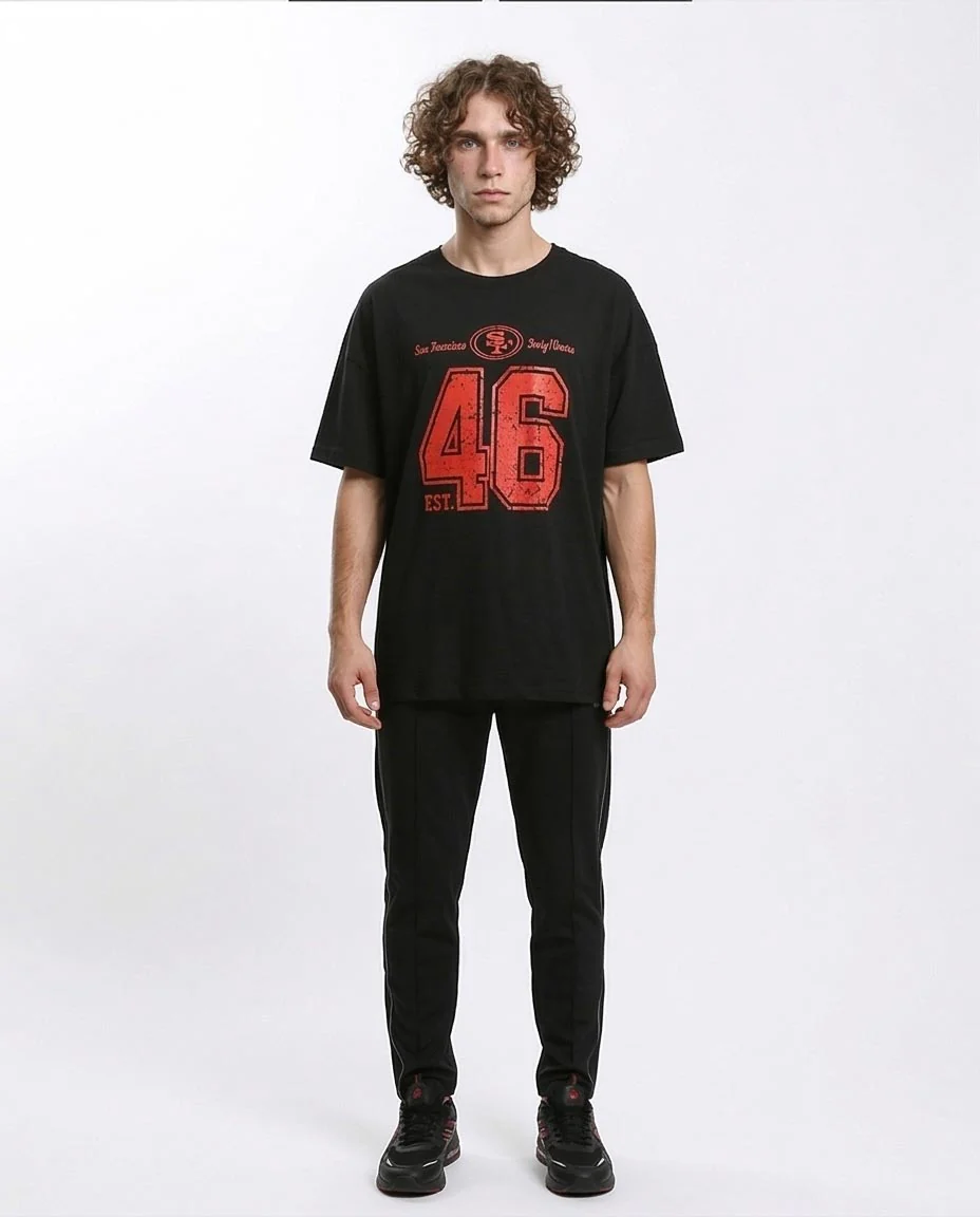 Ravin Men's SF 46 Oversized Distressed Graphic T-Shirt - Black - R215738 - Image 4