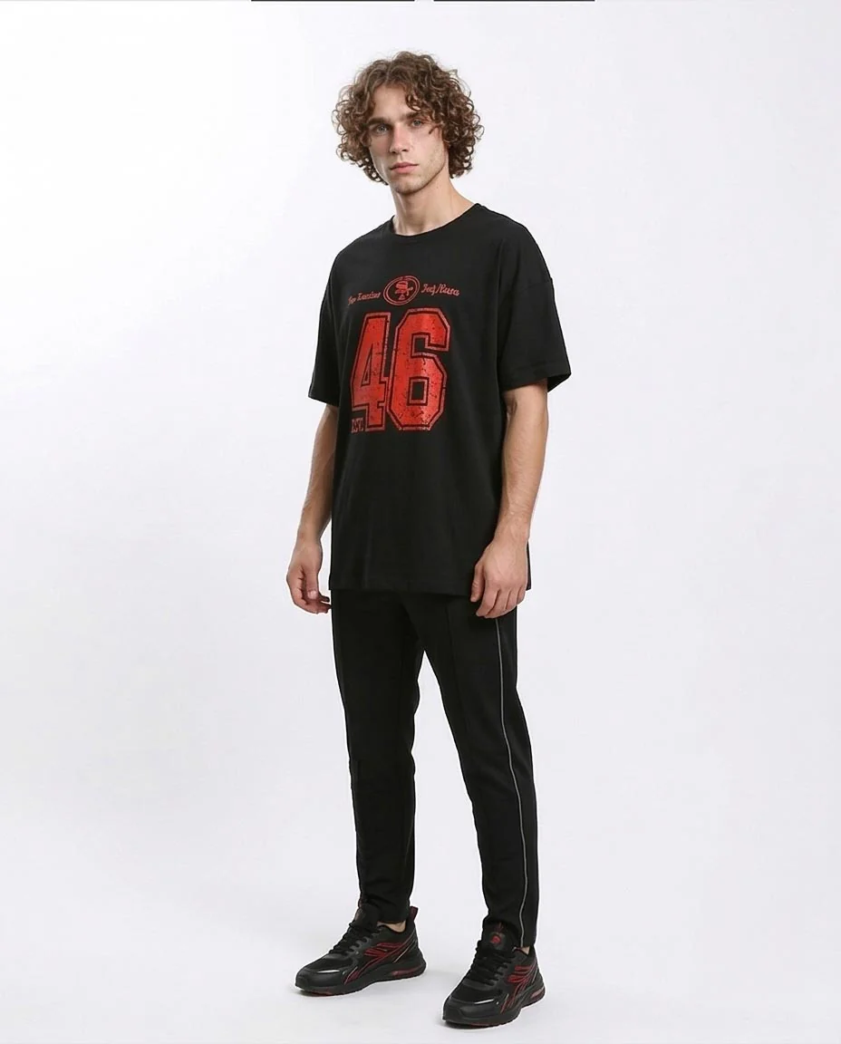 Ravin Men's SF 46 Oversized Distressed Graphic T-Shirt - Black - R215738 - Image 5