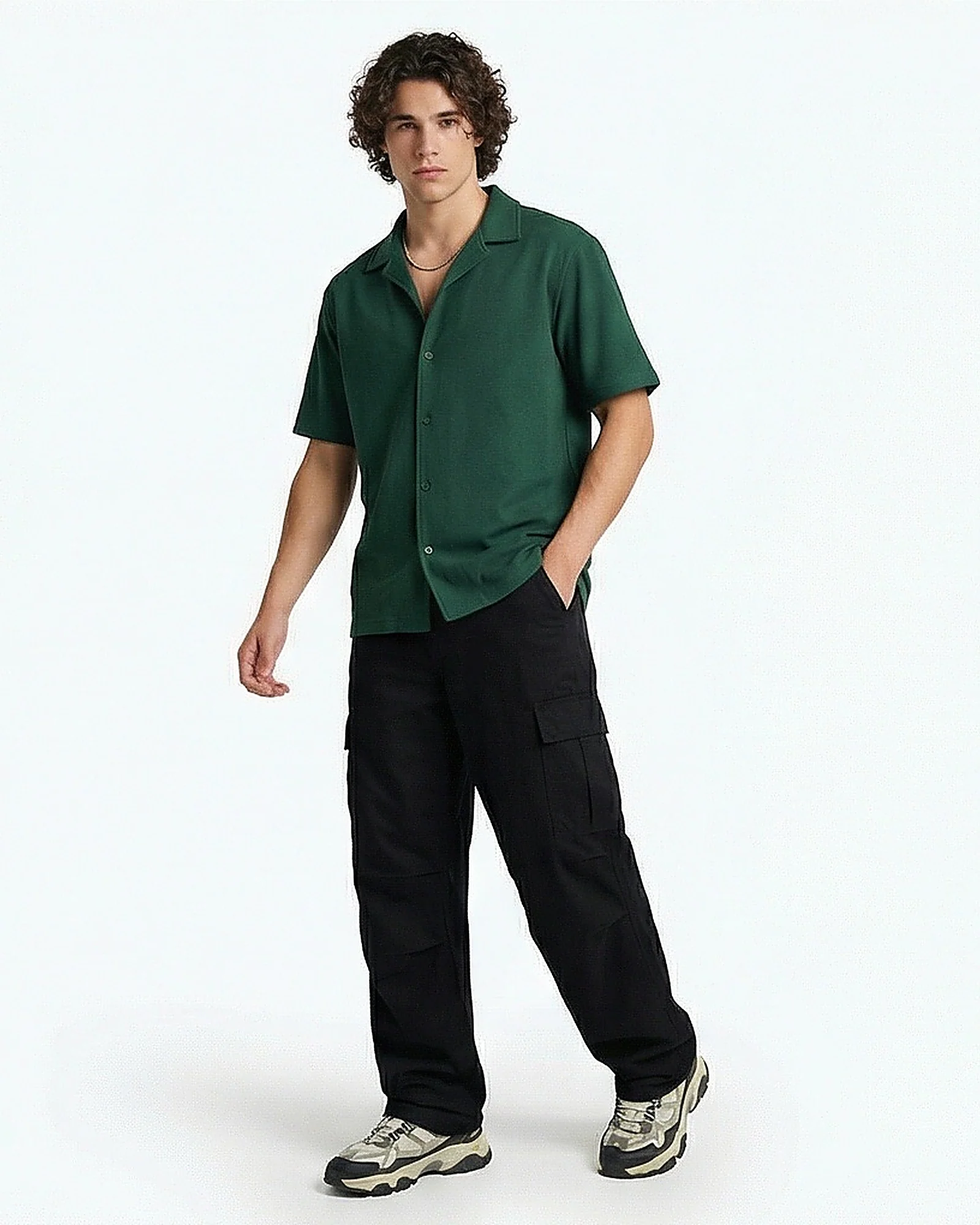 Forest Green Textured Resort Shirt - R216750 - Image 3