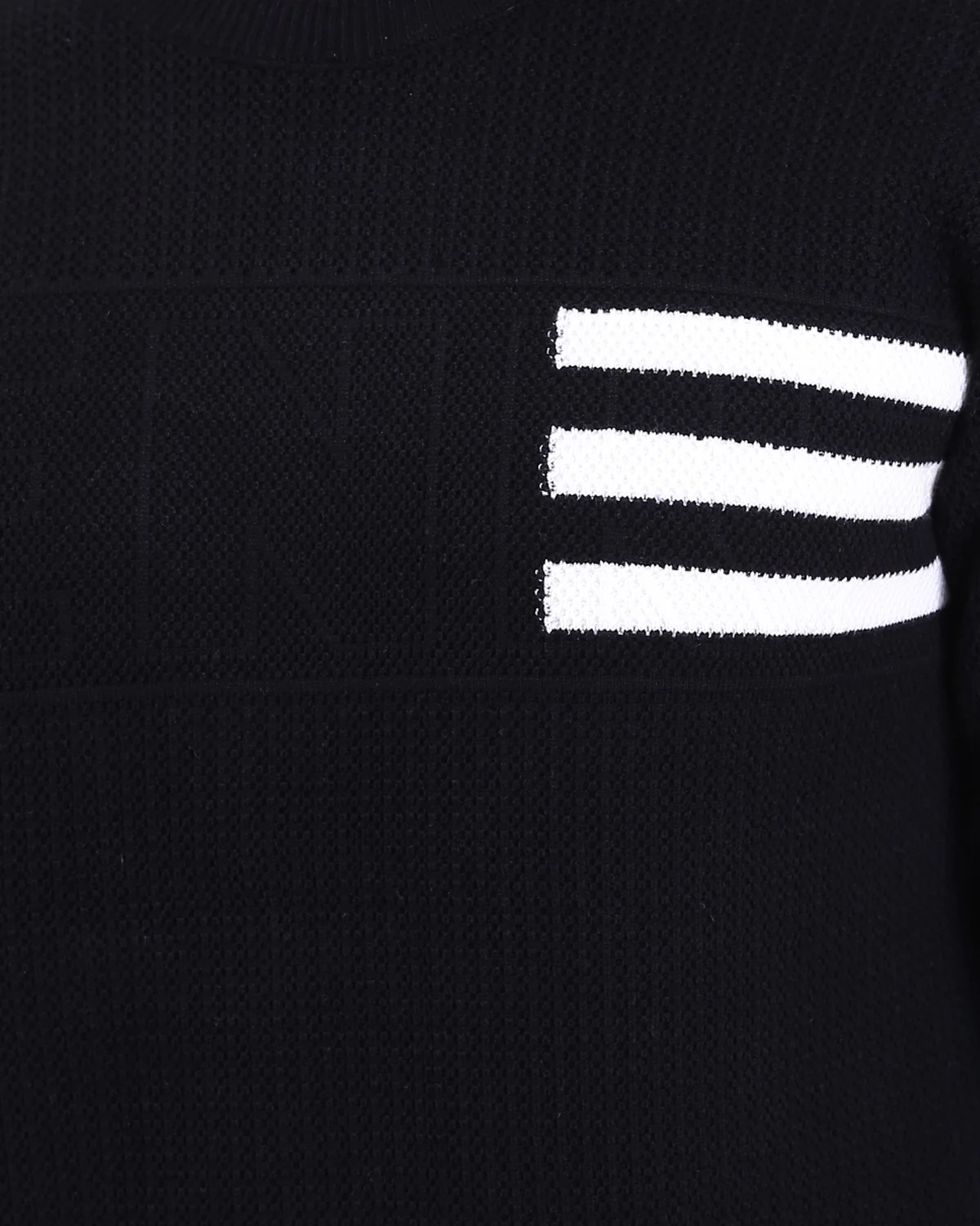 Ravin Men’s Signature Triple-Stripe Textured Knit Sweater - Black - R214477 - Image 4
