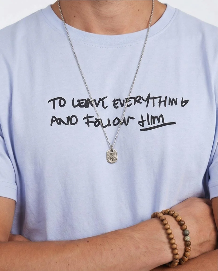 Ravin Men's Sky Blue Graphic T-Shirt – "Follow Him" Script & Icelandic Art Print - O203094 - Image 3