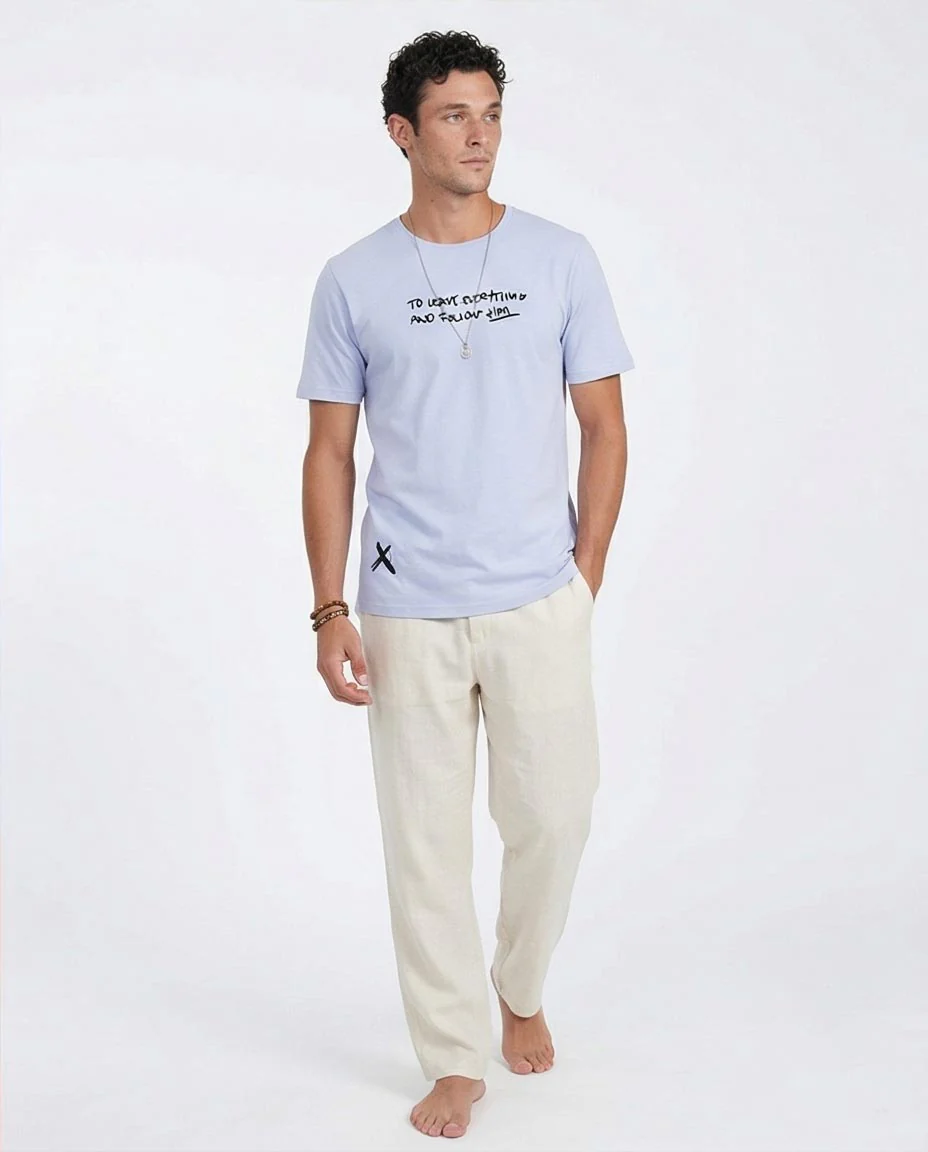 Ravin Men's Sky Blue Graphic T-Shirt – "Follow Him" Script & Icelandic Art Print - O203094 - Image 4