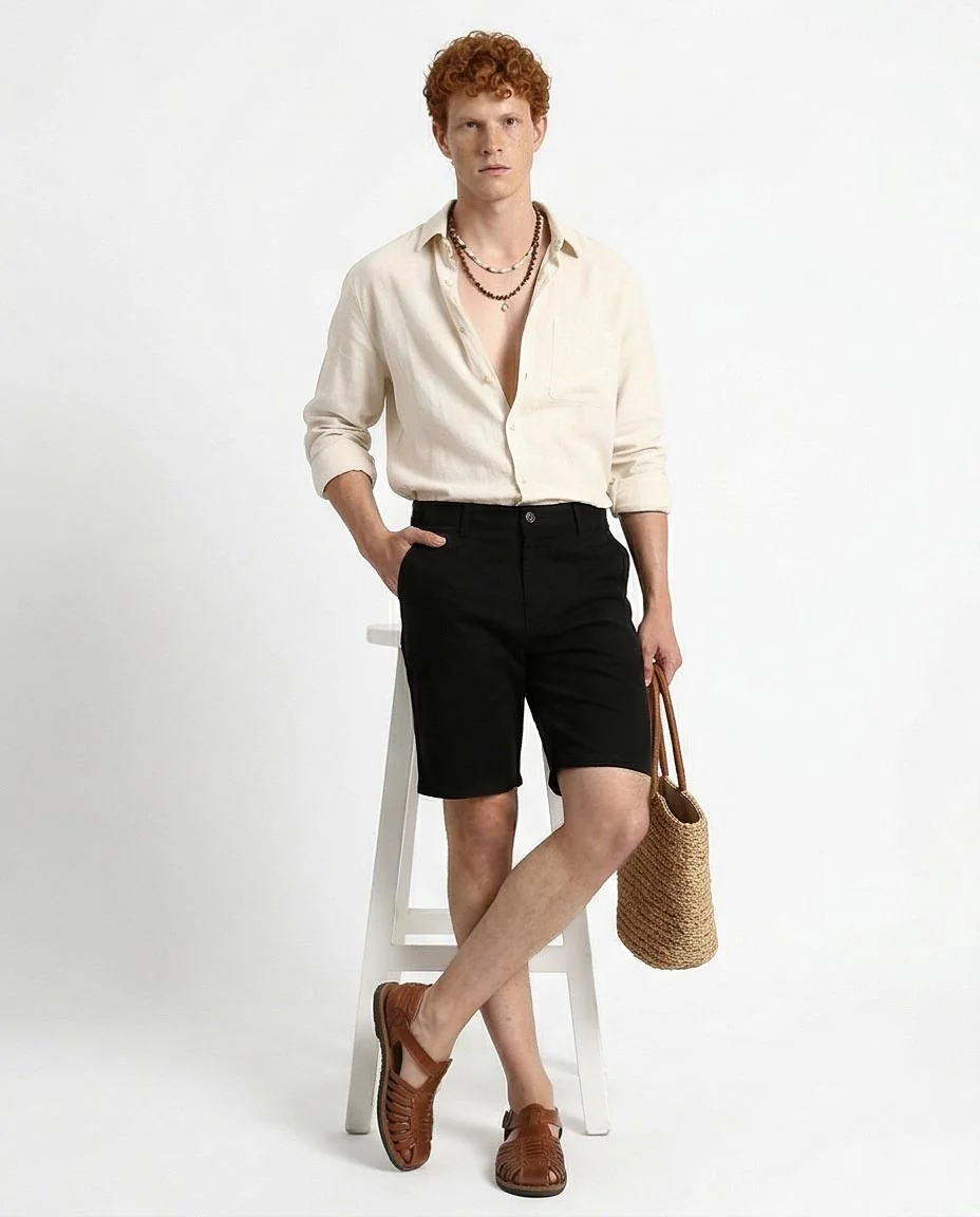 Ravin Men's Slim-Fit Chino Shorts - Classic Black Casual Shorts for Summer & Travel - Black - R209459 - Image 3