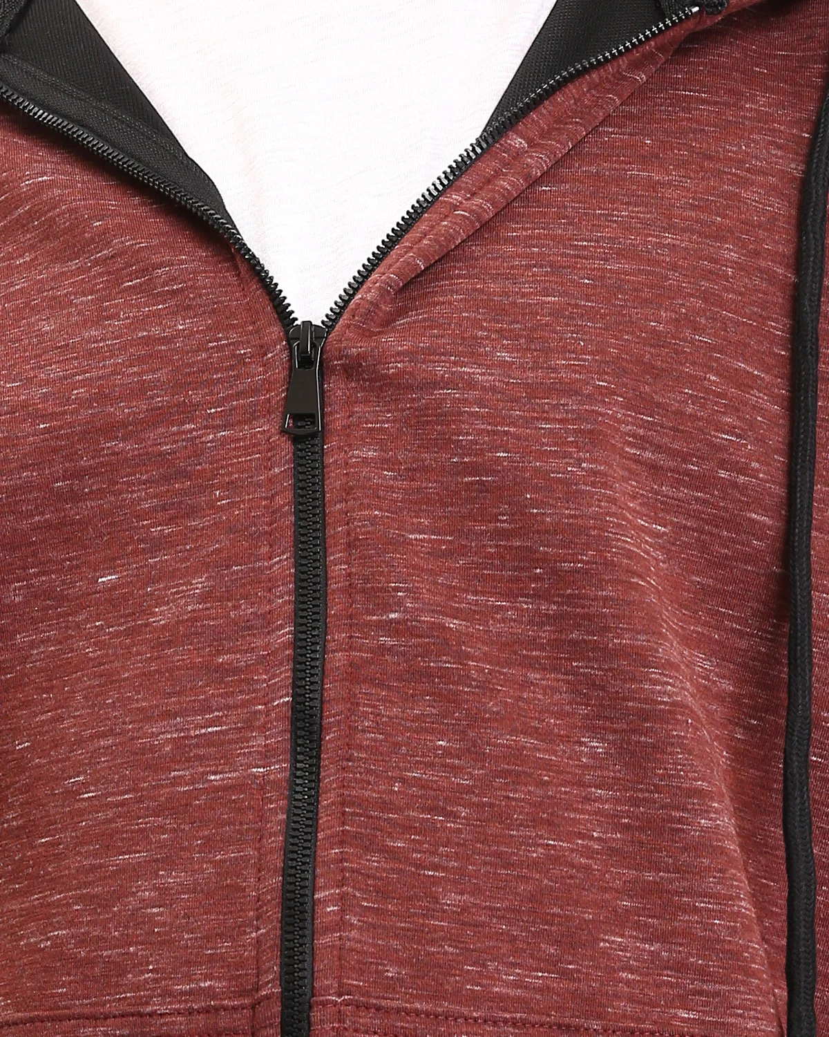 Ravin Men’s Space-Dye Zip-Up Hoodie with Contrast Trim – Burgundy/Black - R212098 - Image 4
