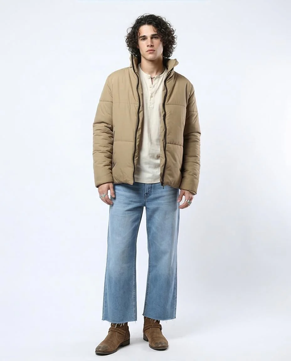 Men's Stone Quilted Stand-Collar Puffer Jacket - O180577 - Image 3