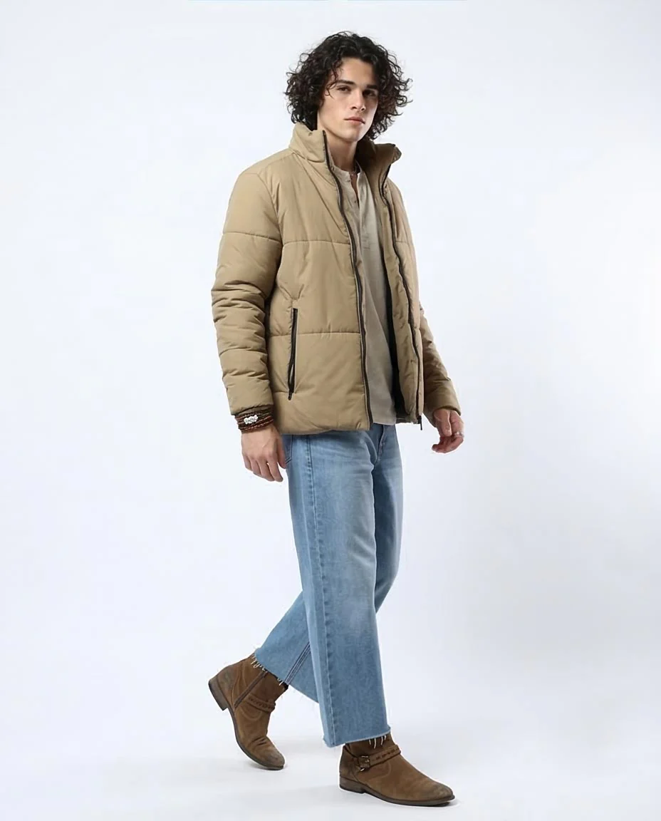 Men's Stone Quilted Stand-Collar Puffer Jacket - O180577 - Image 5