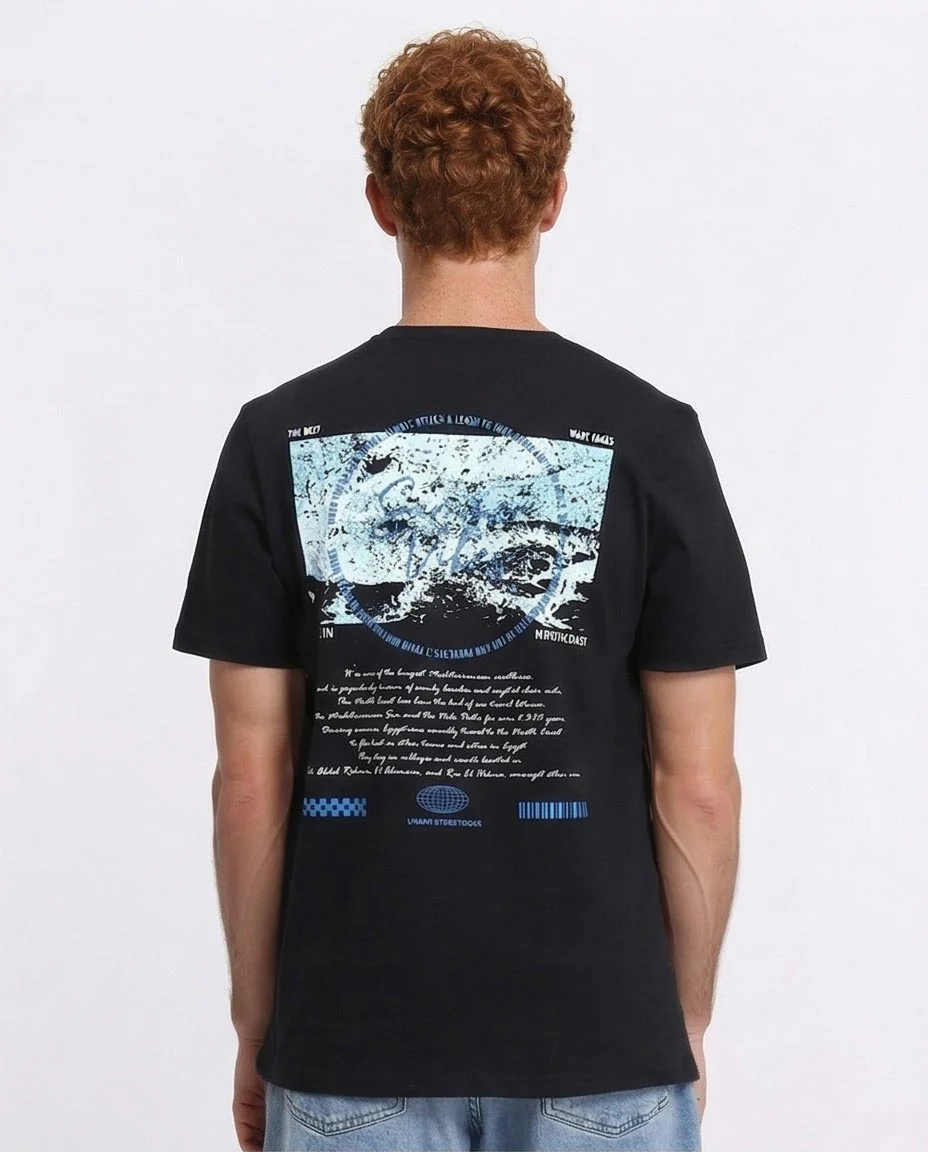 Ravin Men’s "Summer Vibes" Urban Streetwear Graphic T-Shirt – Black - R209357 - Image 2
