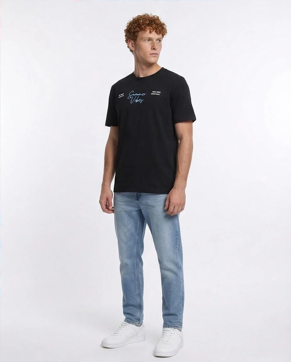 Ravin Men’s "Summer Vibes" Urban Streetwear Graphic T-Shirt – Black - R209357 - Image 4