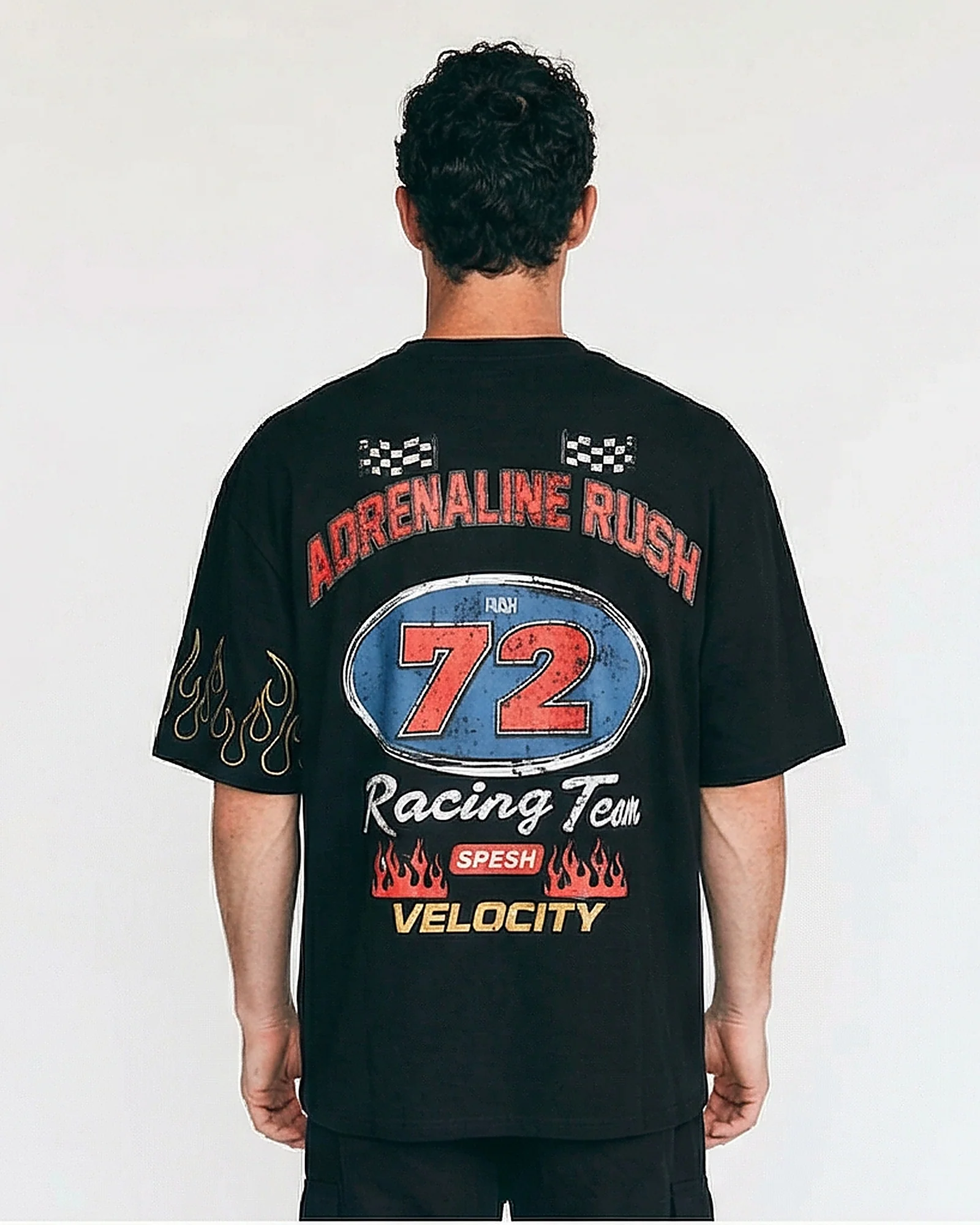 Black Adrenaline Rush Racing Team Oversized T-Shirt - R215736 - Image 2