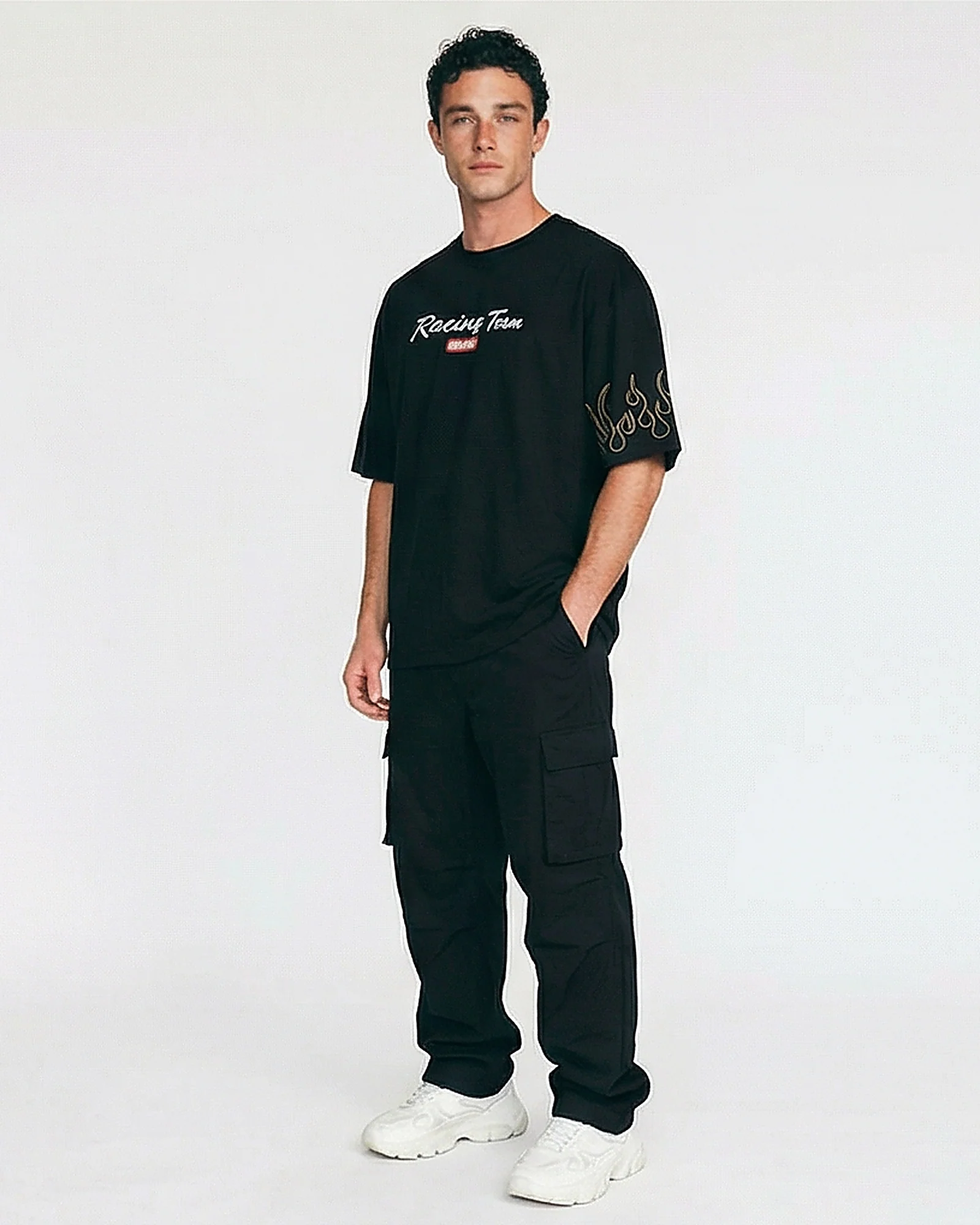 Black Adrenaline Rush Racing Team Oversized T-Shirt - R215736 - Image 4