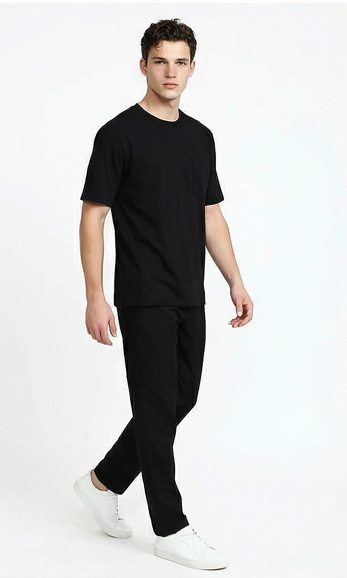 Men's Minimalist Black Pocket Crew Neck Tee - R215867 - Image 4