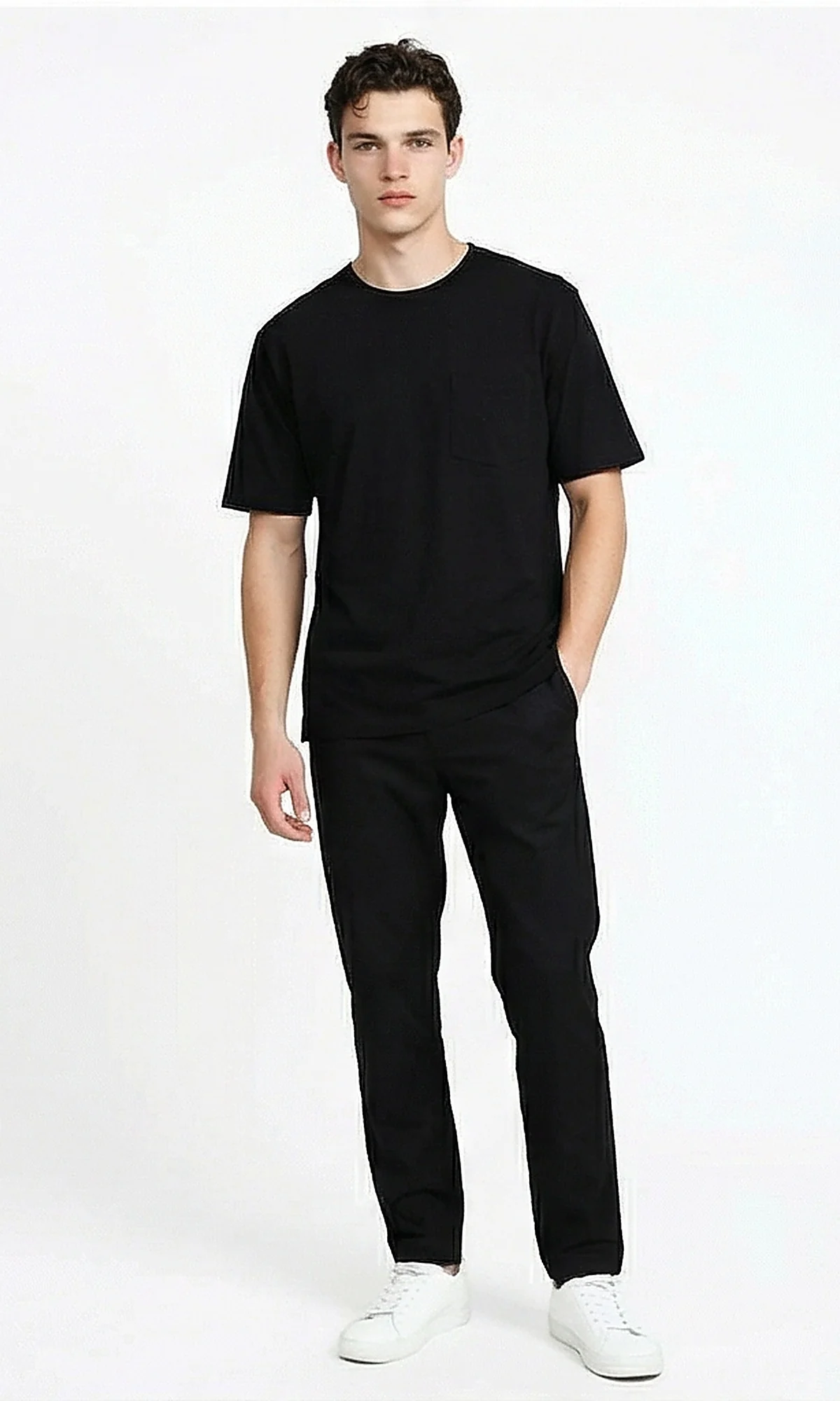 Men's Minimalist Black Pocket Crew Neck Tee - R215867 - Image 5