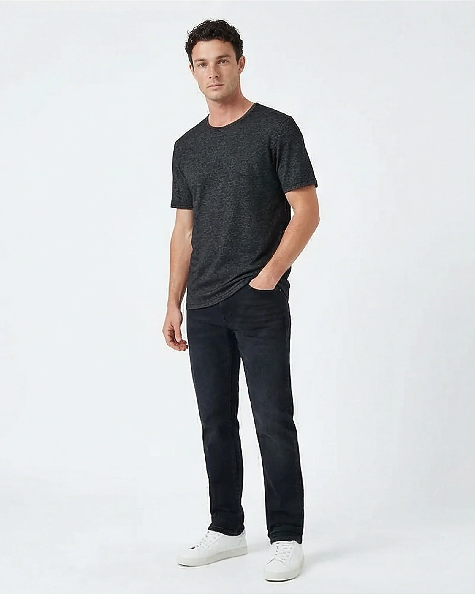 Charcoal Heather Textured Knit Tee - R216799 - Image 4