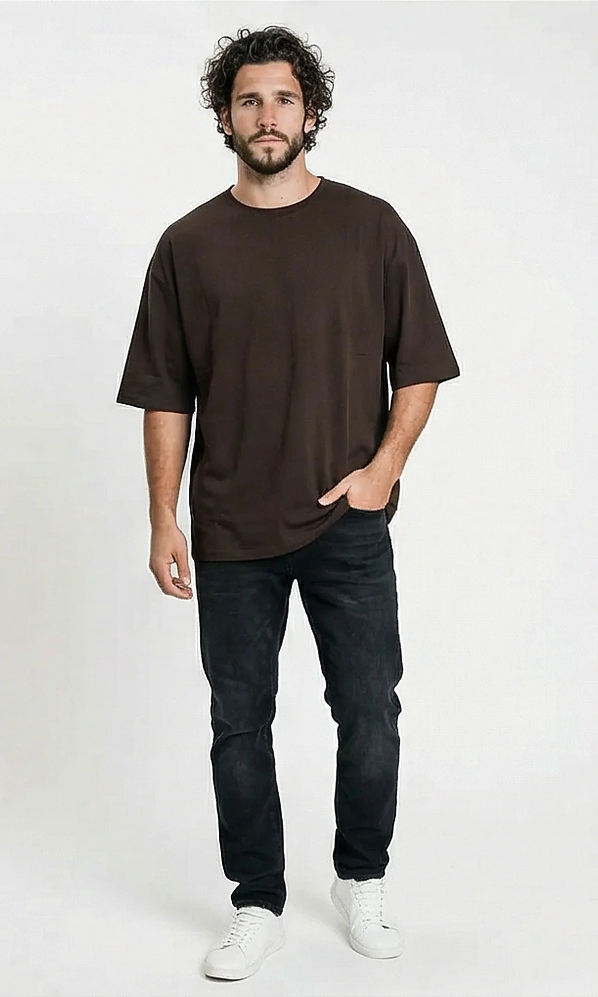 Chocolate Brown Oversized Boxy Essential Tee - R216123 - Image 5