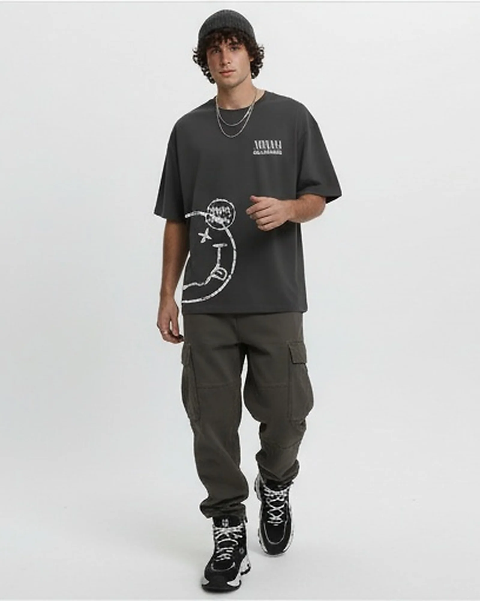 Charcoal Oversized Nirvana Graphic T-Shirt - R216289 - Image 3