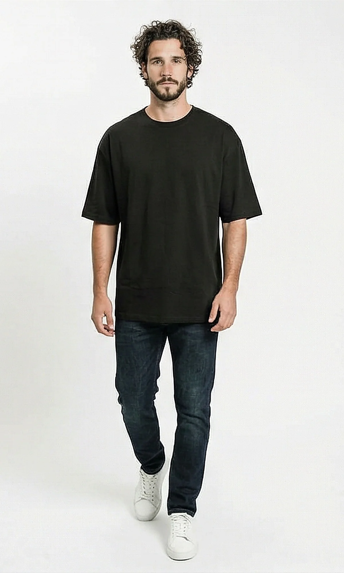 Black Oversized Relaxed Fit Crew Neck Tee - R216109 - Image 4