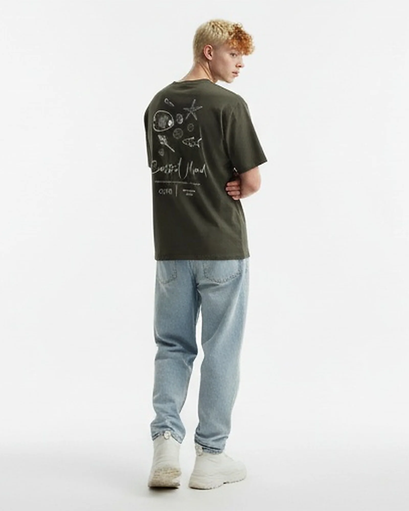Olive Green Coastal Mood Graphic Back Print T-Shirt - R216295 - Image 4