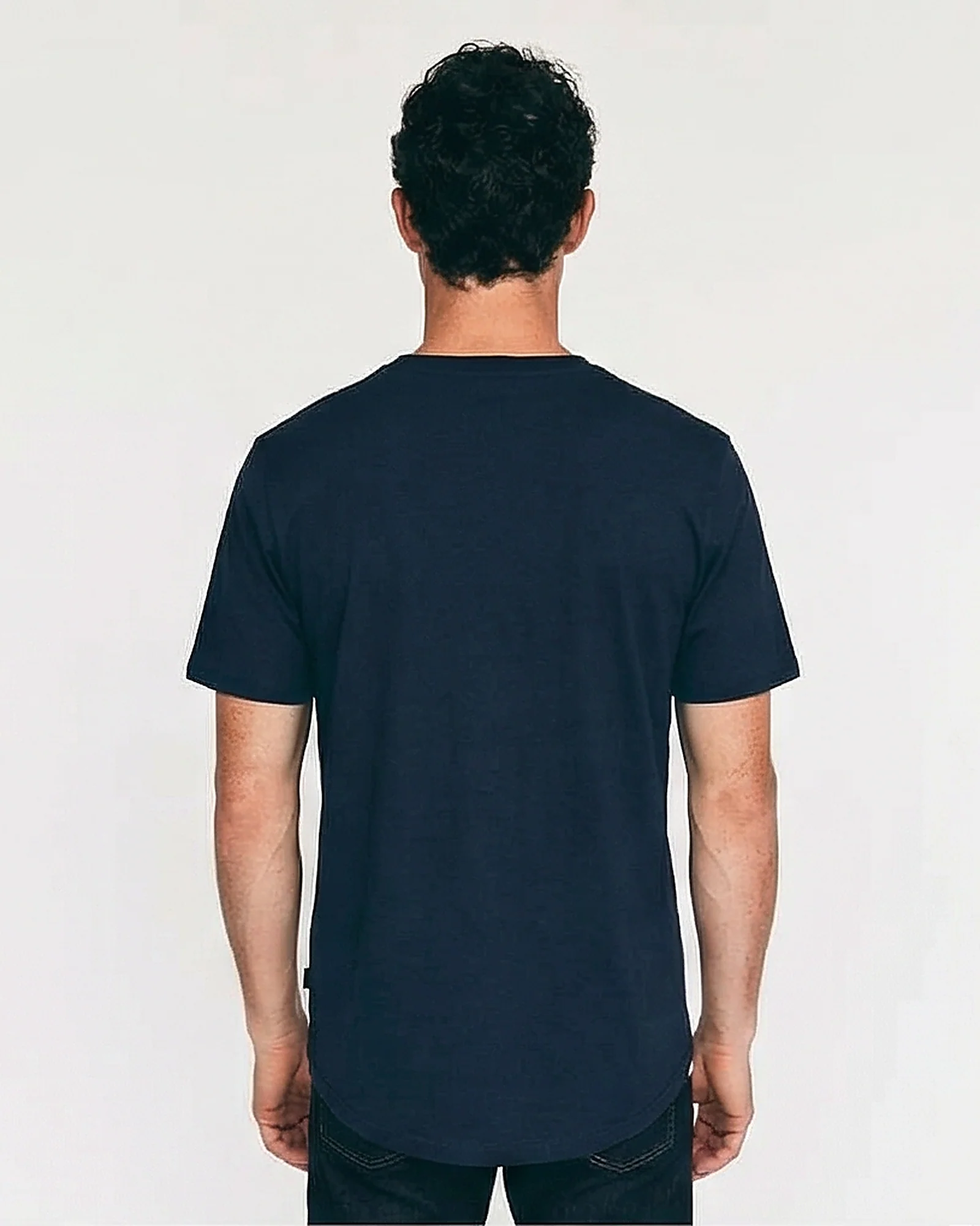 Navy Double Layer Detail Crew Neck Tee - R216112 - Image 2