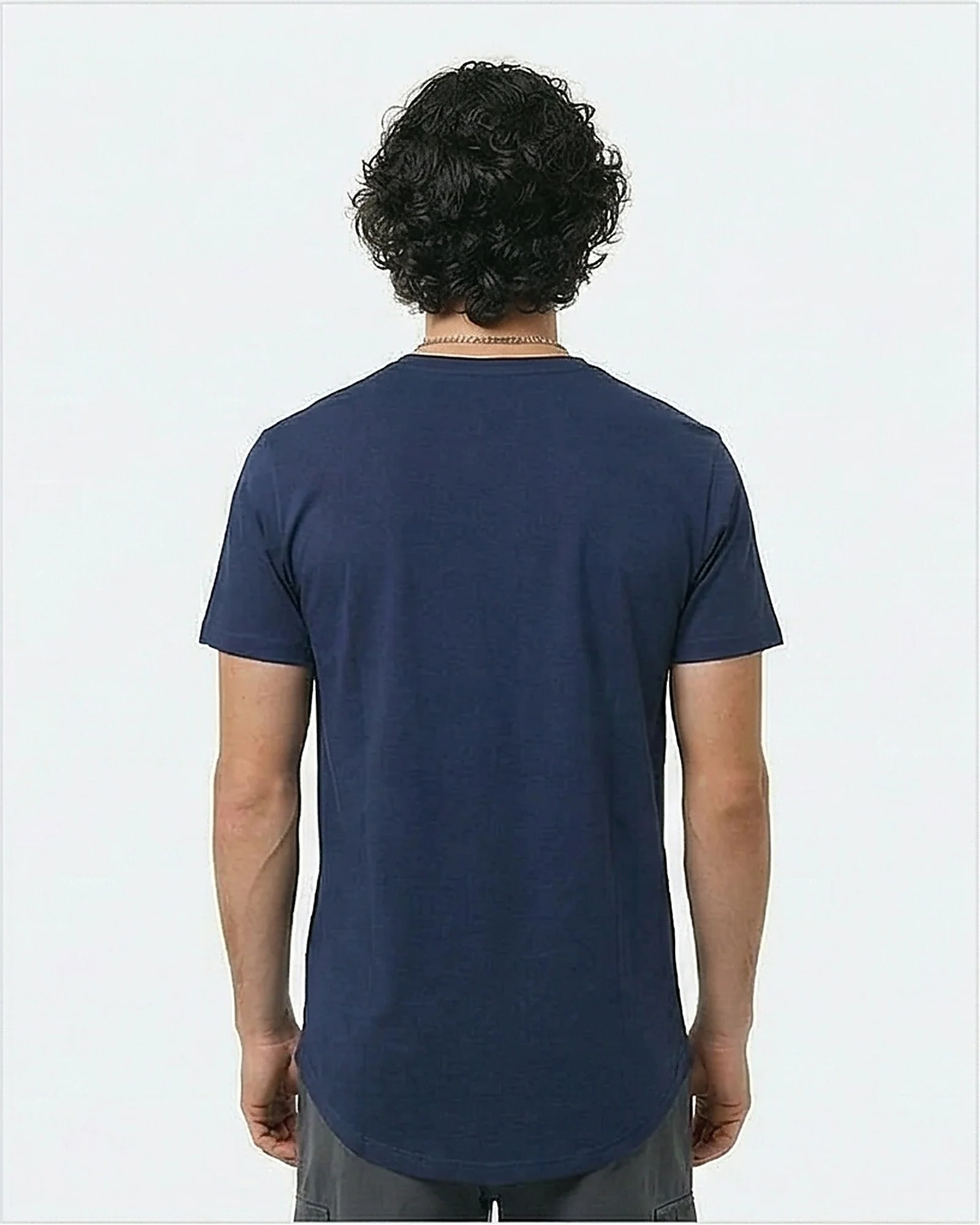 Navy Blue Curved Hem Signature Logo Tee - R216166 - Image 2