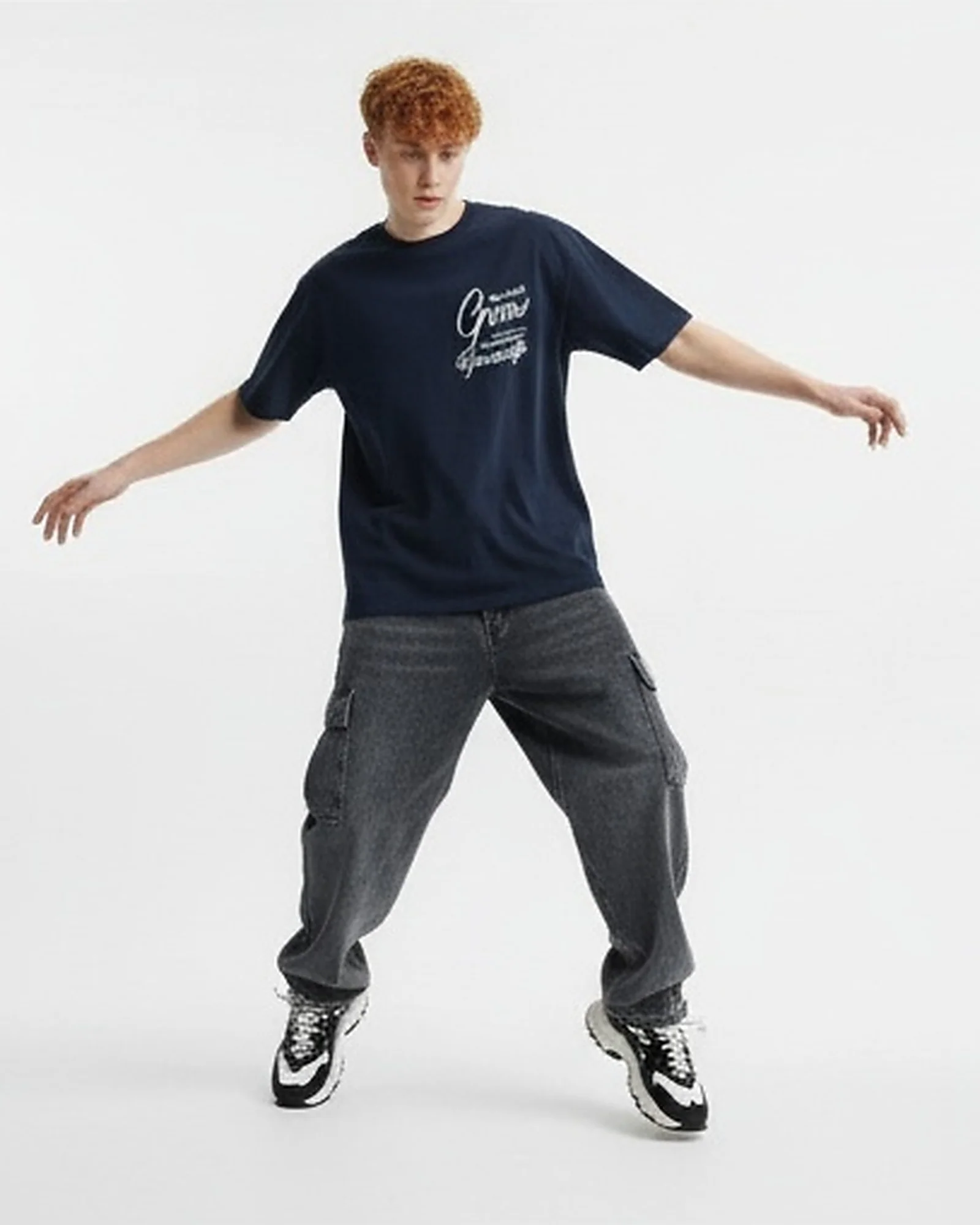 Navy Grow Yourself Graphic Oversized Tee - R216402 - Image 3