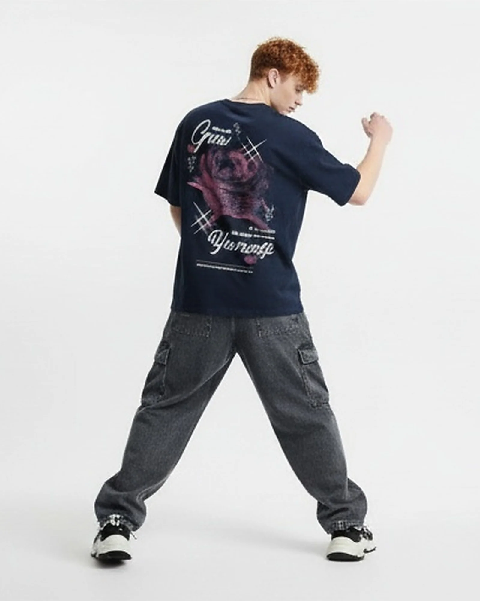 Navy Grow Yourself Graphic Oversized Tee - R216402 - Image 4