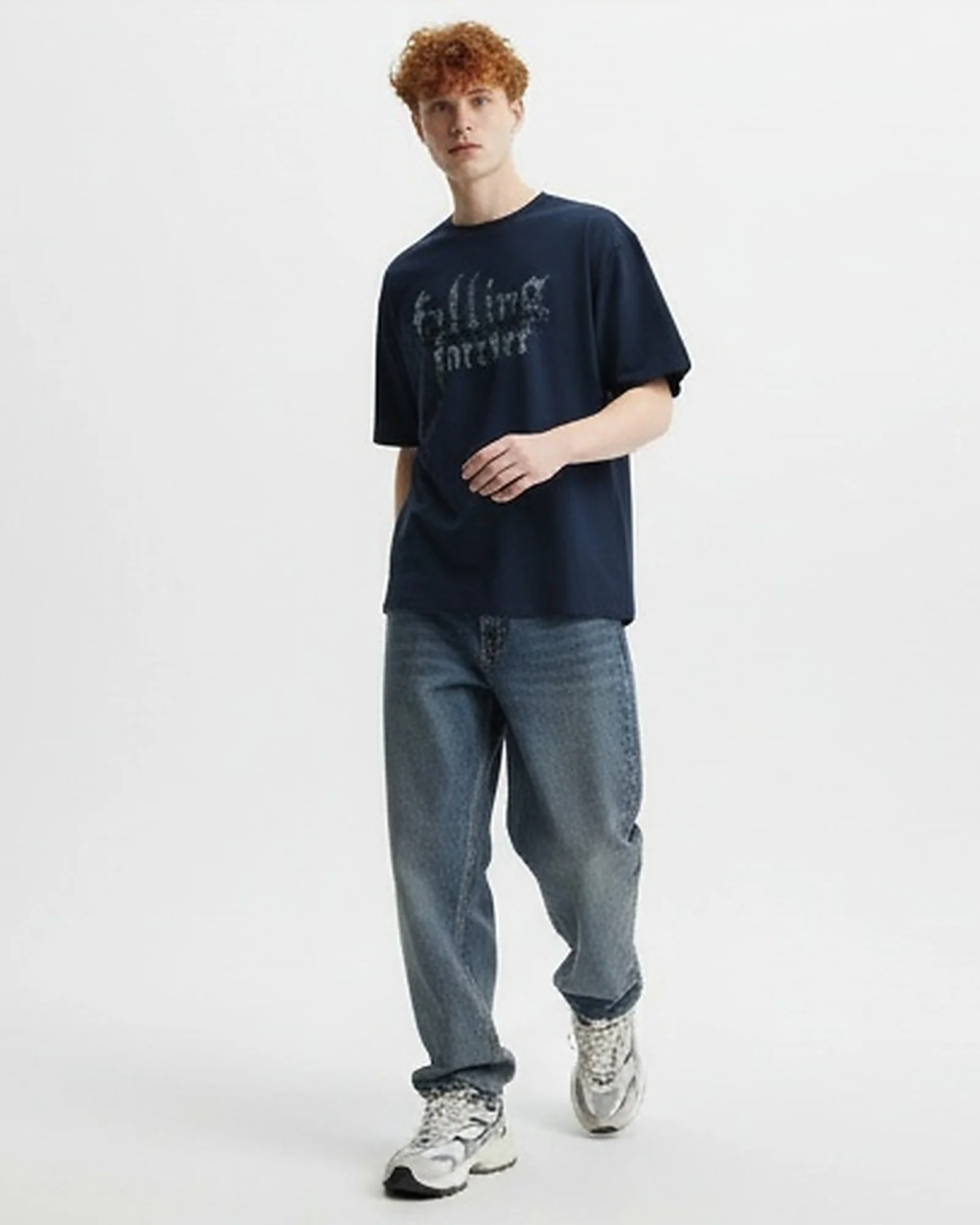 Navy Graphic Oversized Short Sleeve Tee - R216403 - Image 3