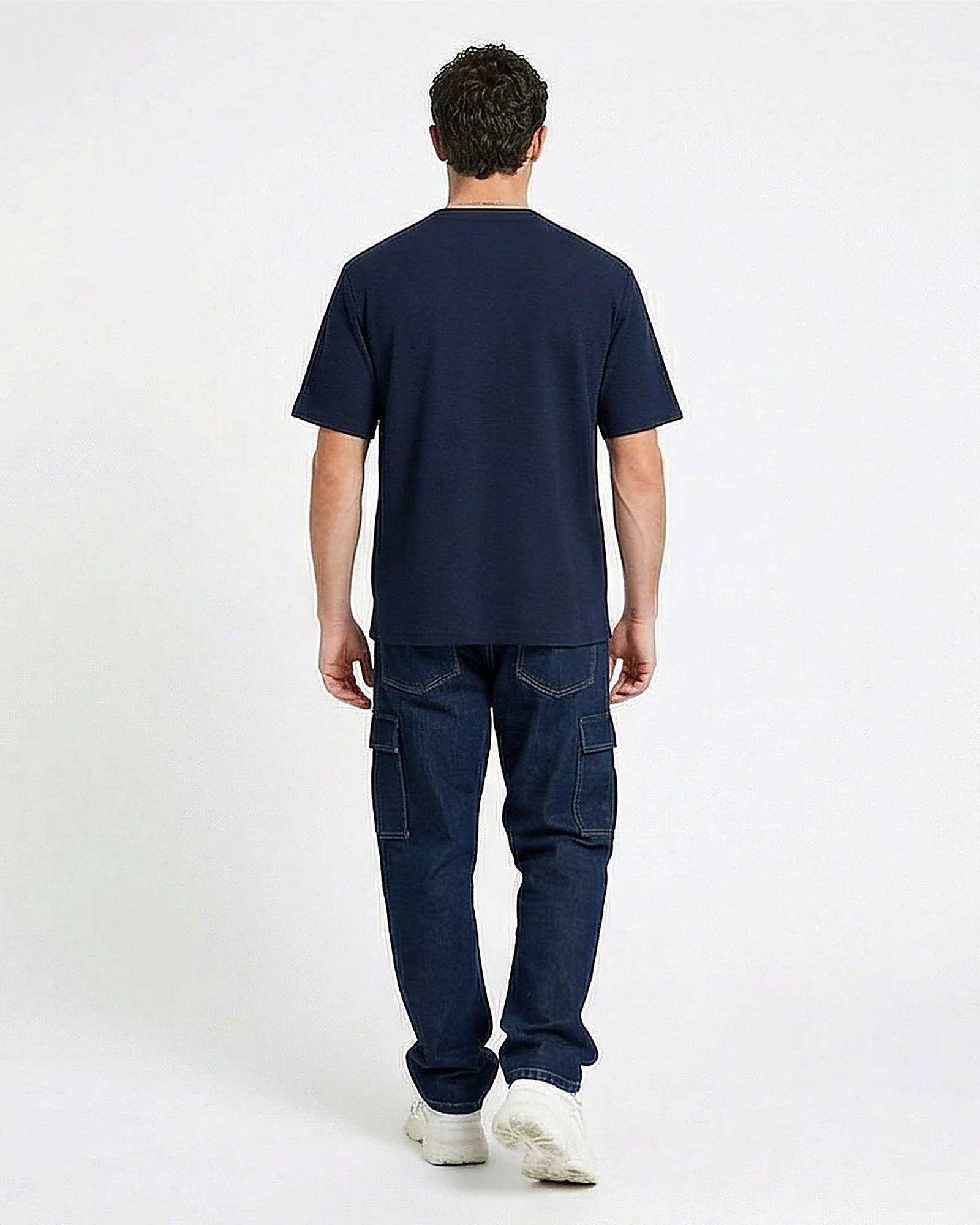 Navy Textured Honeycomb Knit Pocket T-Shirt - R216721 - Image 4