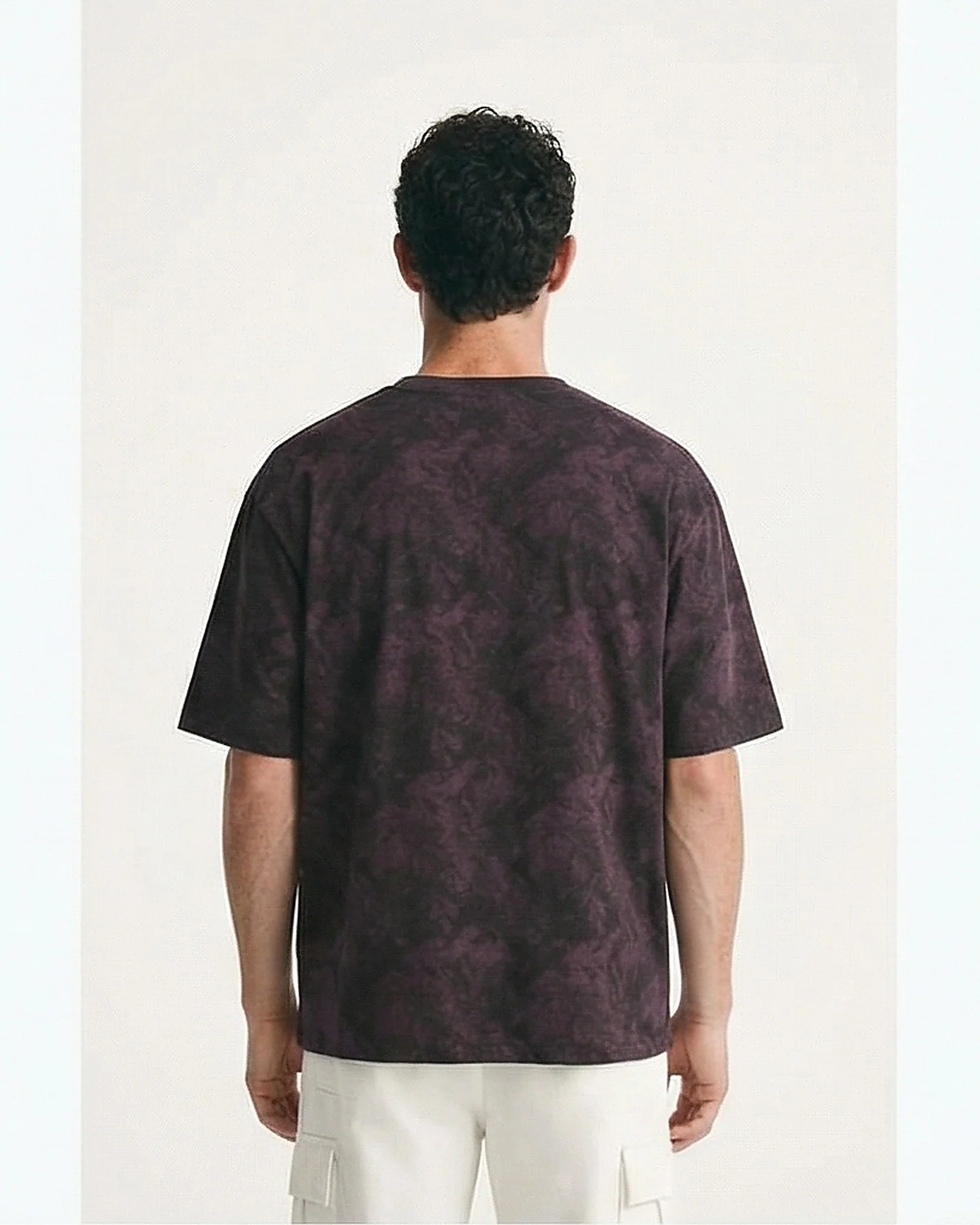 Washed Purple 'ARMY' Graphic Oversized T-Shirt - R216848 - Image 2