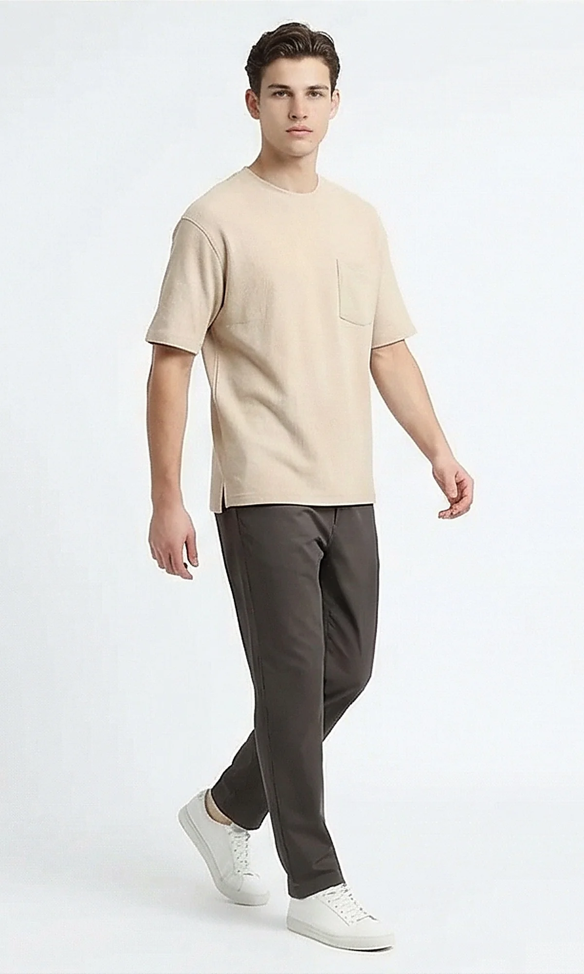 Stone Textured Relaxed Fit Pocket Tee - R216560 - Image 4