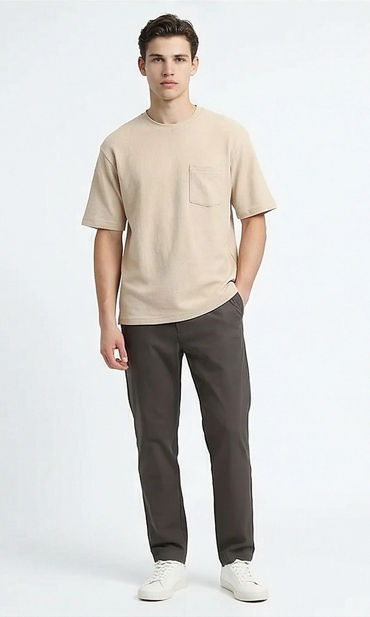 Stone Textured Relaxed Fit Pocket Tee - R216560 - Image 5