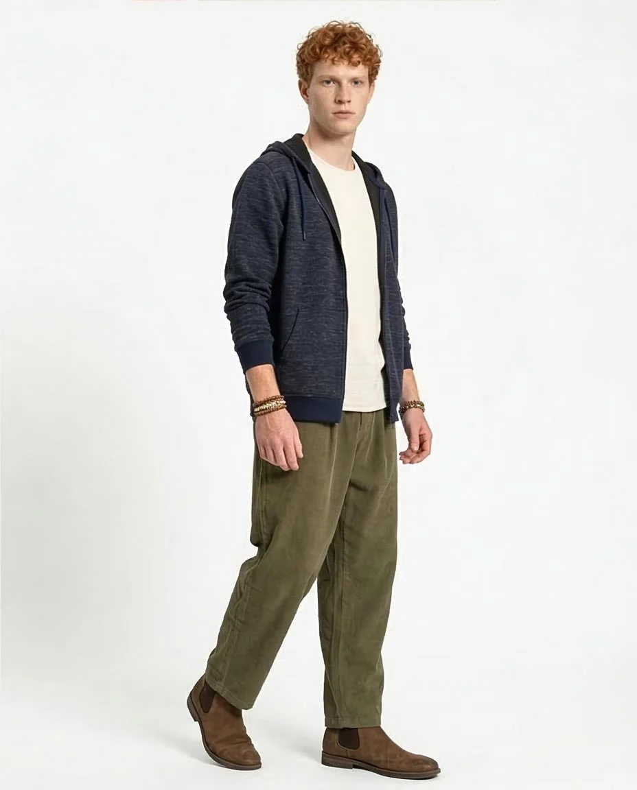 Ravin Men’s Textured Space-Dye Zip-Up Hoodie – Navy - R212100 - Image 5
