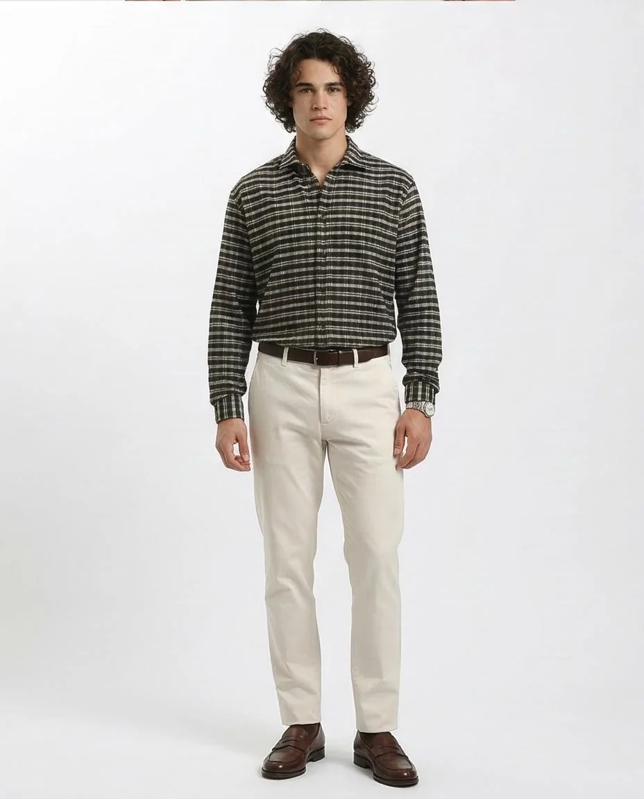 Ravin Men's Textured Striped Flannel Shirt - Black & Charcoal R215010 - Image 3