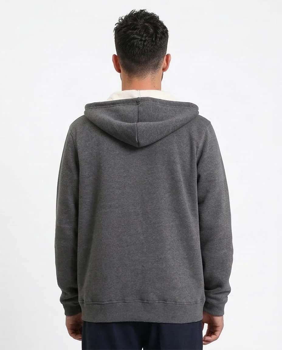 Ravin Men’s Thermal-Lined Zip-Up Hoodie – Charcoal Heather - R212037 - Image 2