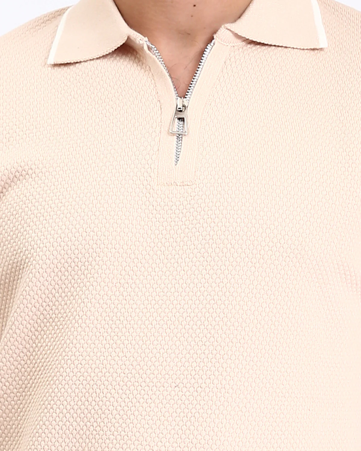 Ravin Men's Tipped Diamond-Knit Quarter-Zip Polo - Apricot - R213033 - Image 4