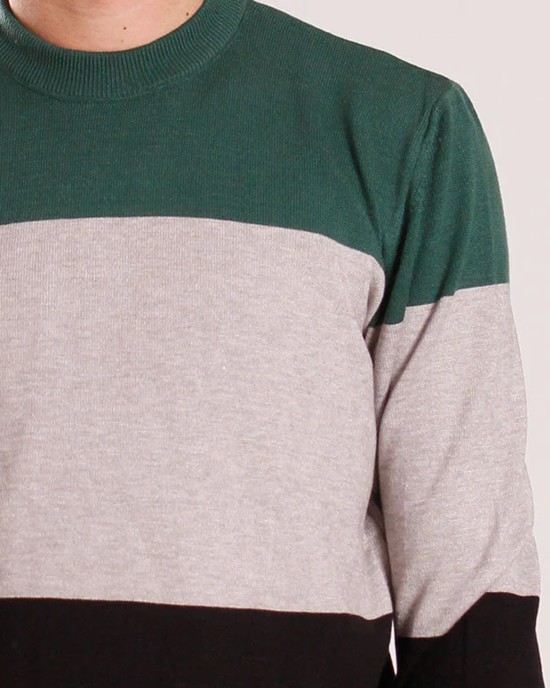 Men's Tri-Tone Color-Block Crew Neck Pullover - O201338 - Image 4
