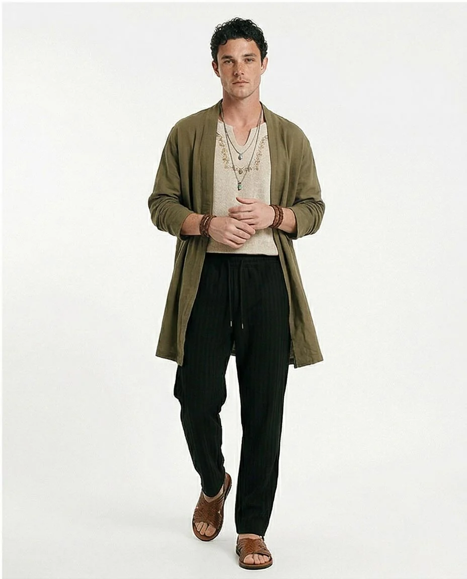 Ravin Men's Corduroy Pique Stripe Pants - Textured Comfort for the Modern Boho - Black - R216863 - Image 4