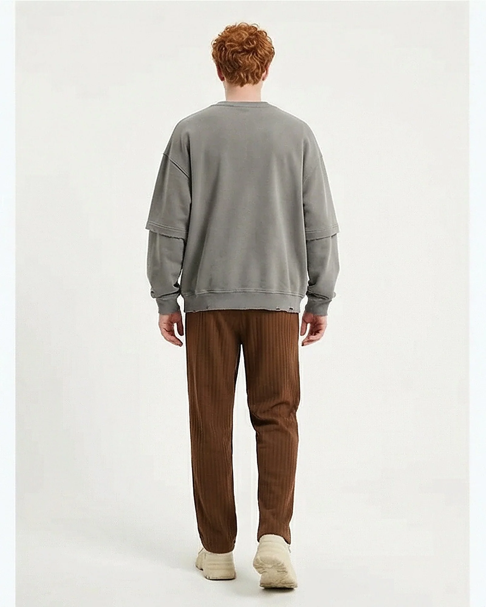 Ravin Men’s Chocolate Brown Ribbed Pique Corduroy Trousers – Relaxed Fit Drawstring Waist Casual Pants - R216864 - Image 5