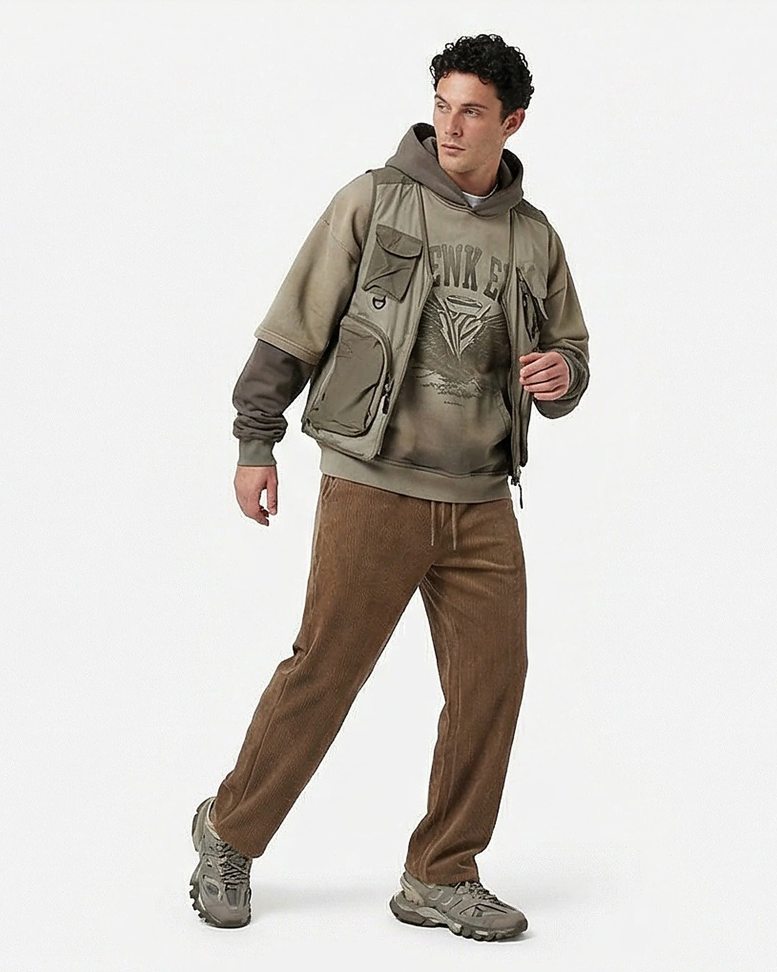 Earth Brown Relaxed Fit Corduroy Trousers - R216923 - Image 3